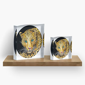 Young Leopard Acrylic Block